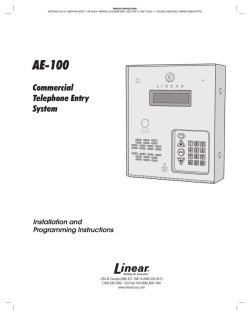 Linear AE-100 - Installation manual, User manual, User's manual