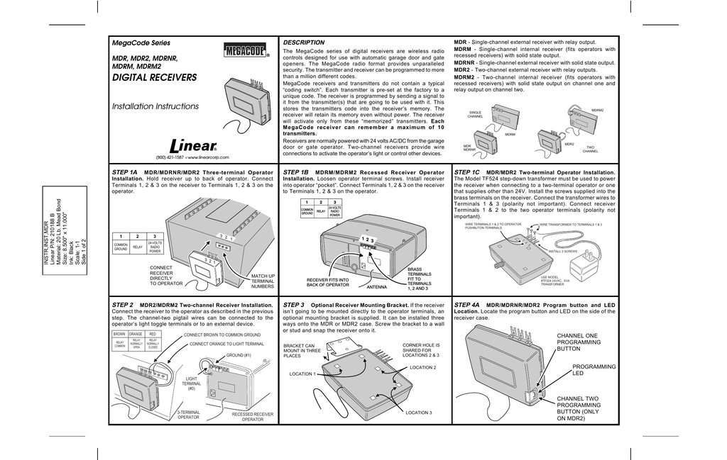 Linear Mct 3 Megacode Garage Door Opener Remote Manual | Dandk Organizer