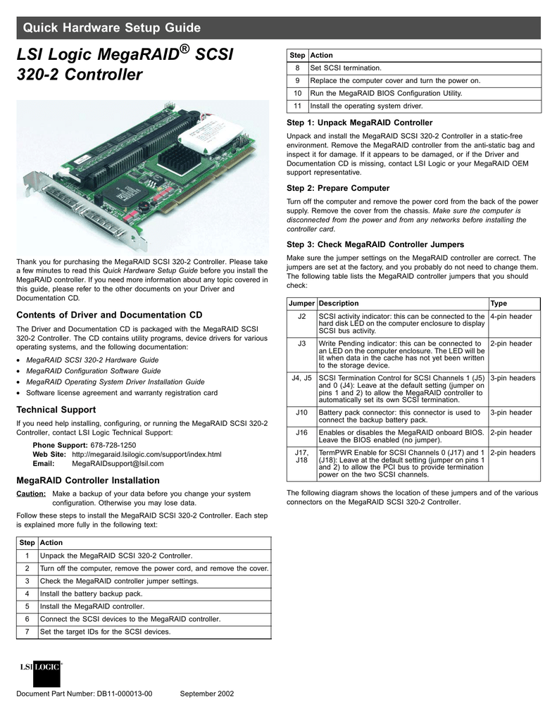 LSI SCSI 320-2 Controller User's Manual | Manualzz
