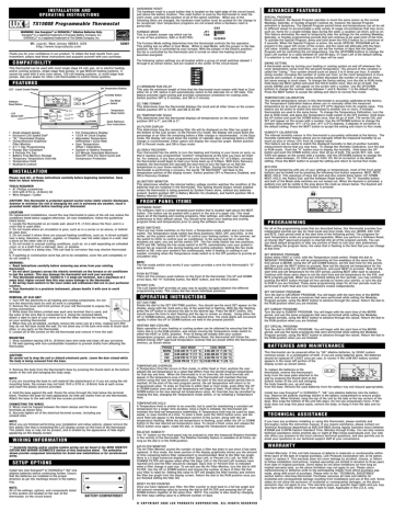 Lux Products TX1500E (discontinued), TX1500E User manual | Manualzz