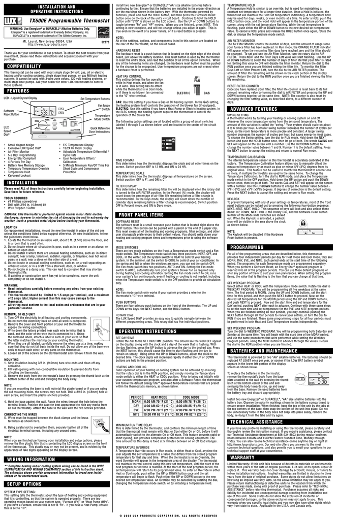 Lux Products Tx500e Instruction Manual Manualzz