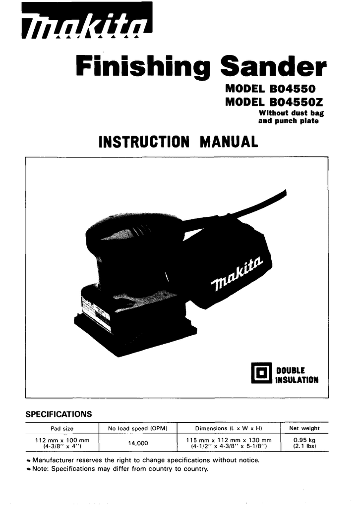 Makita BO4550 User's Manual Manualzz