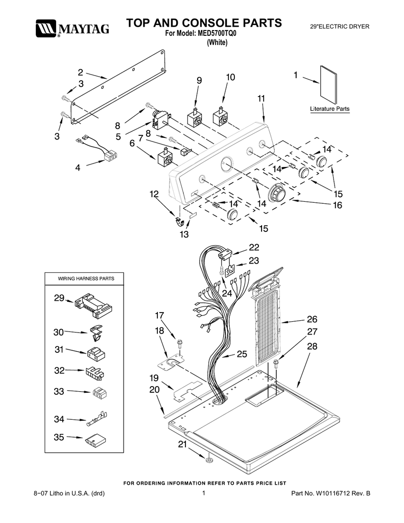 Wiring Diagram For Maytag Centennial Dryer Wiring Diagram