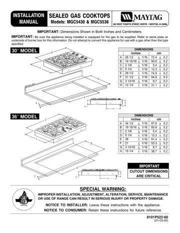 Maytag MGC5536 User's Manual | Manualzz
