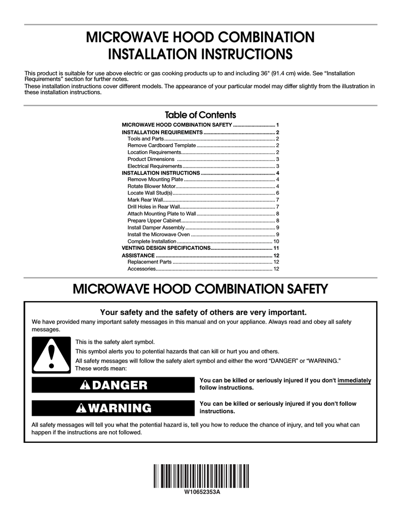 Maytag MMV6190DS Installation Guide | Manualzz