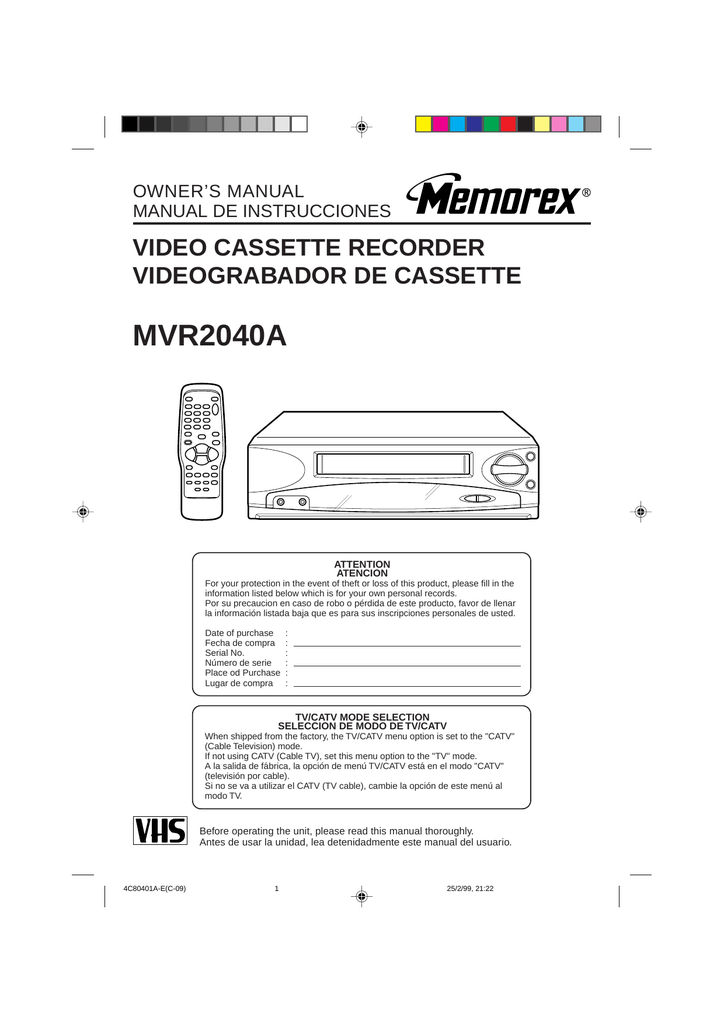 Memorex MVR2040-A User's Manual | manualzz
