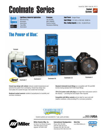 Miller Electric Coolmate 1 User's Manual | Manualzz