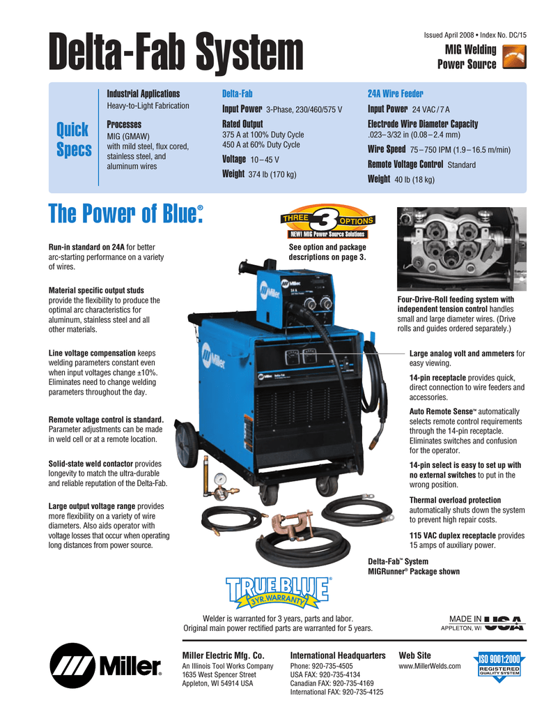 Miller Electric Deltaweld Series User S Manual Manualzz