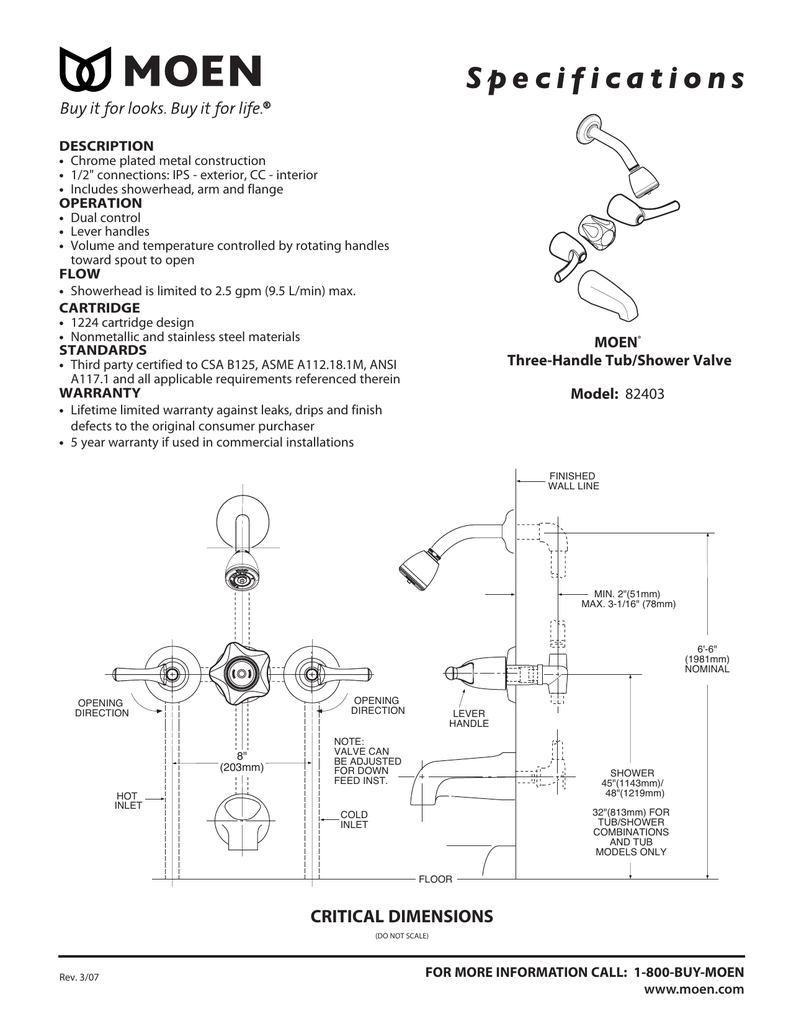 Moen 82403 User Manual Manualzz