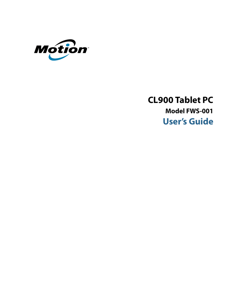 Motion Computing CL900 Instruction Manual | Manualzz