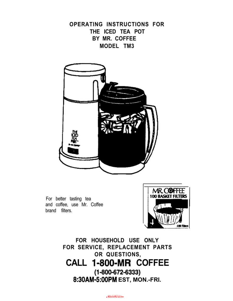 Mr. Coffee TM3 User's Manual | Manualzz