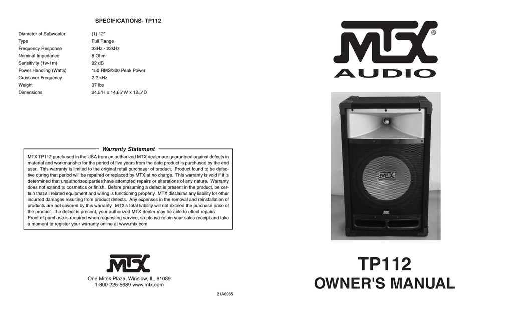 mtx tp112 tweeter replacement
