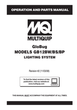 Multiquip GB12BW/BS/BP Operation And Parts Manual