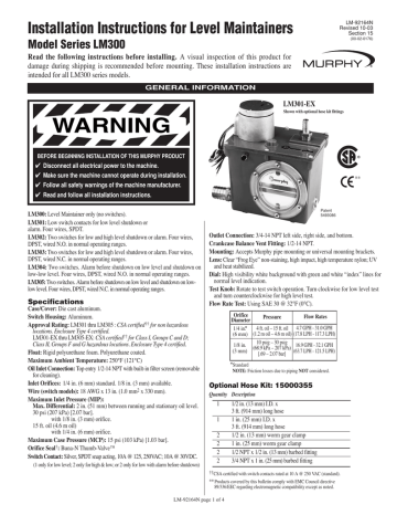 FW Murphy LM300 Series Level Maintainer Installation | Manualzz