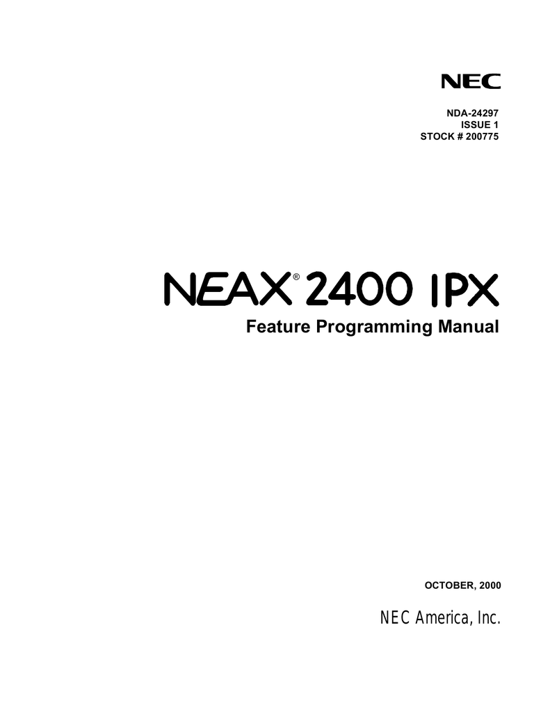 Nec 2400 Px User Manual Manualzz