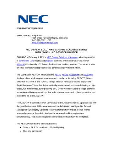 NEC AS241W-BK User's Information Guide 