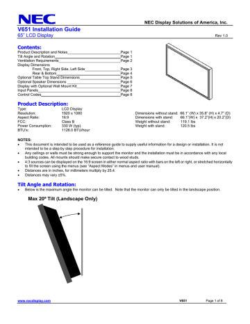NEC V651 Installation Guide | Manualzz
