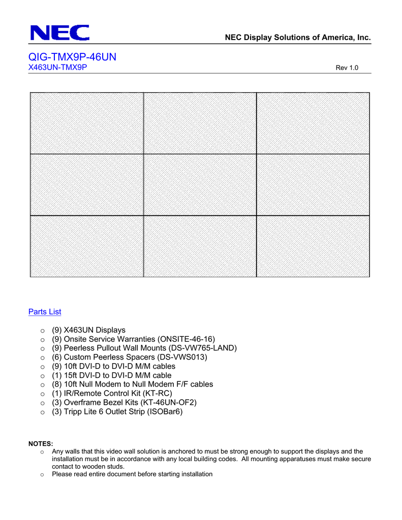 NEC X463UN-TMX9P Installation and Setup 