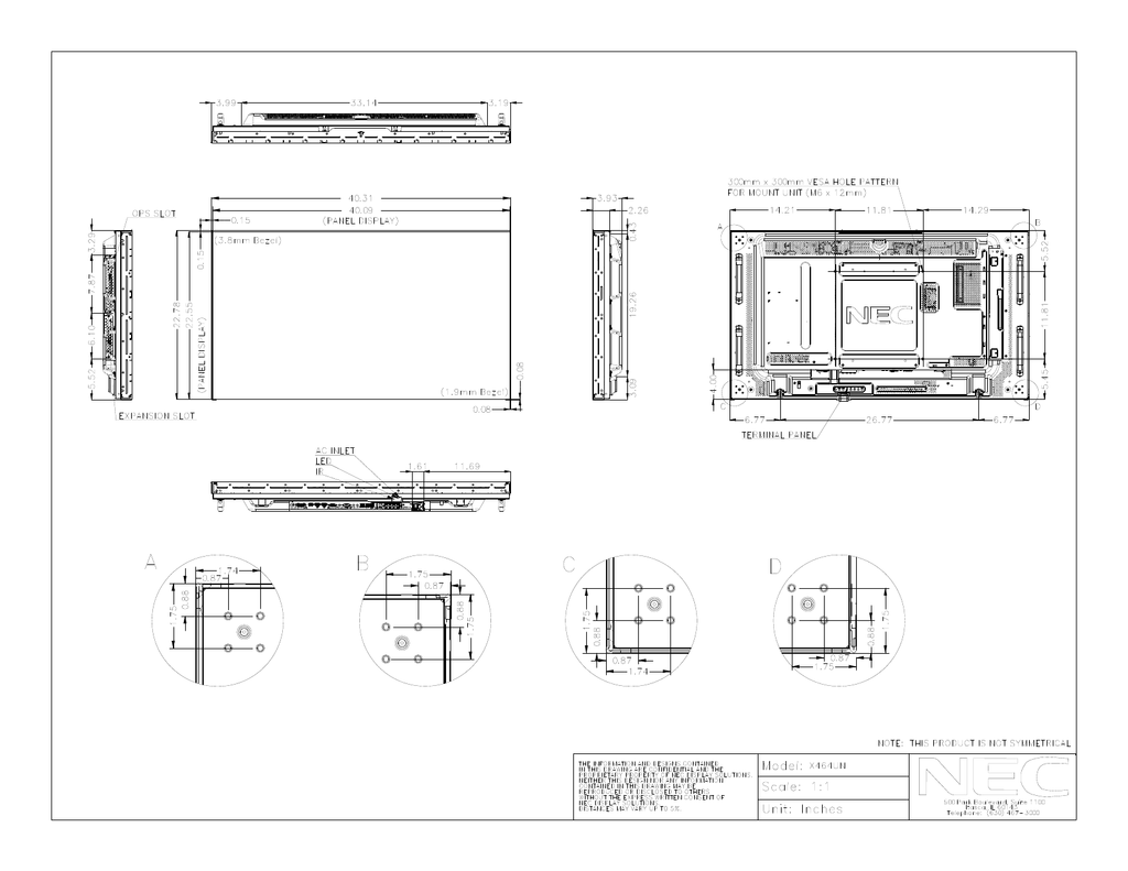 NEC X464UN Mechanical Drawings | Manualzz