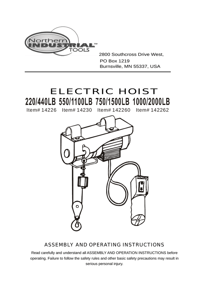 Northern Industrial Tools 14226 User S Manual Manualzz Com