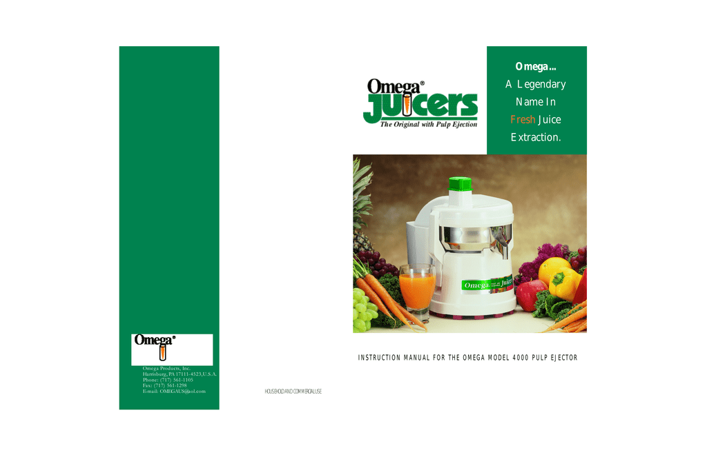 omega juicer model 1000 instruction manual