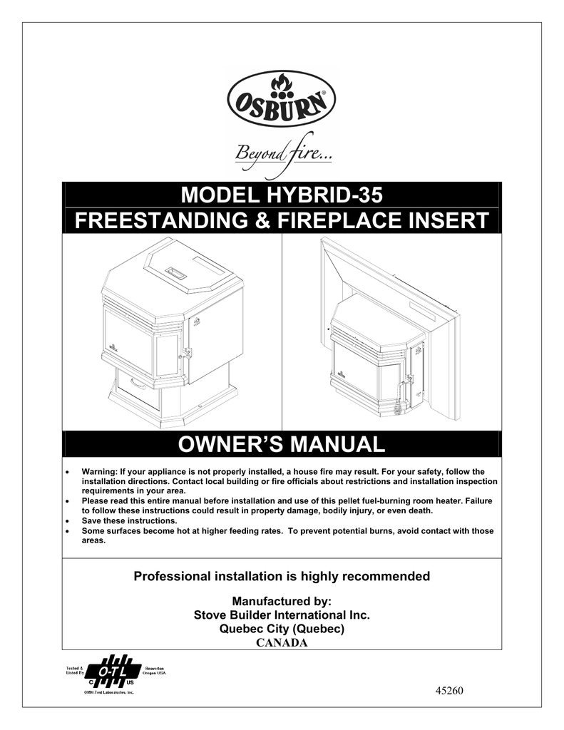 Osburn Stoves By Sb I Hybrid 35 User S Manual Manualzz Com