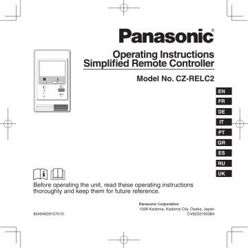 Panasonic CZ-RELC2 Инструкция по эксплуатации | Manualzz