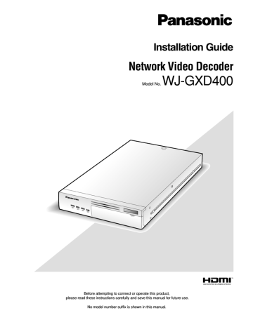 Panasonic WJ-GXD400 Operating Instructions | Manualzz