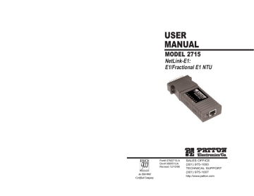 Patton electronic NetLink-E1 2715 User's Manual | Manualzz