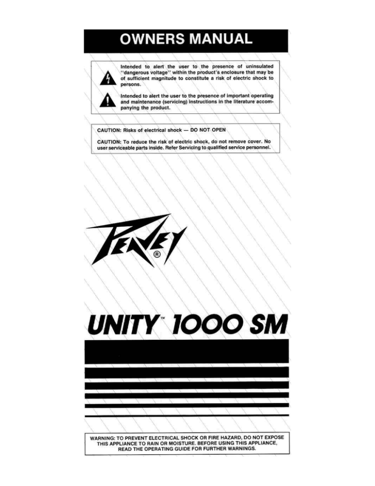 Peavey Unity 1000 Sm Owner S Manual Manualzz