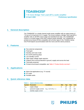 Philips TDA8943SF User's Manual | Manualzz