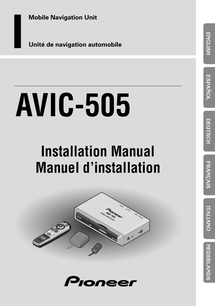 Pioneer AVIC 505 Installation Guide - Manualzz