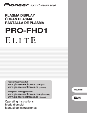 Pioneer PRO-FHD1 Operating instructions | Manualzz