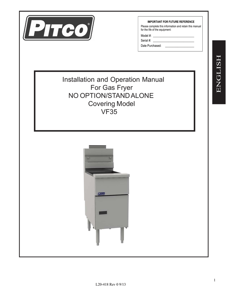 Pitco Frialator Parts Manual