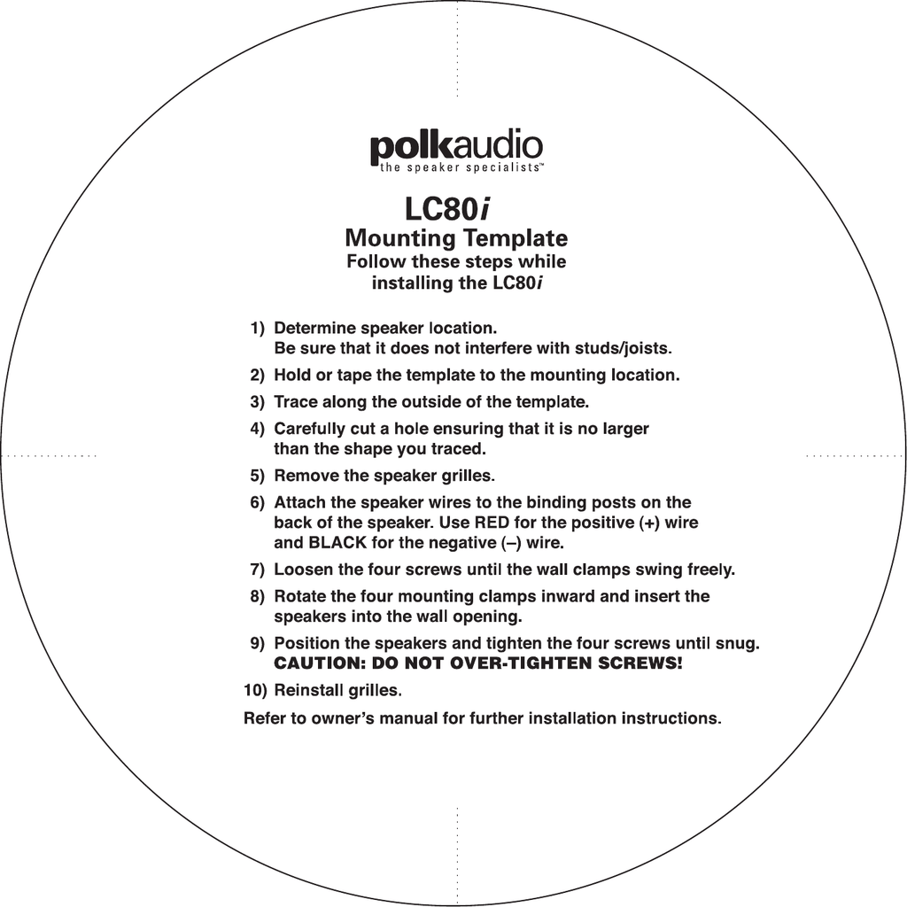 Polk Audio Speaker LC80I User's Manual 