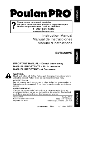 Poulan Pro BVM200VS User's manual | Manualzz