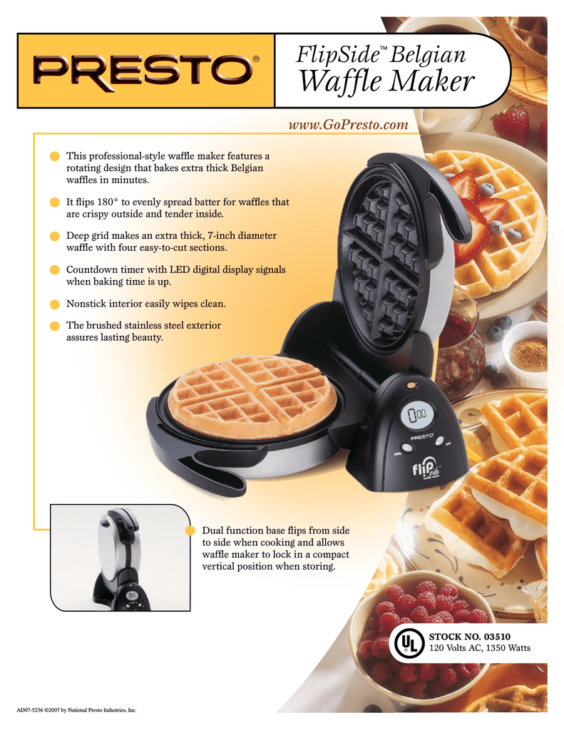 presto 3510 belgian waffle maker