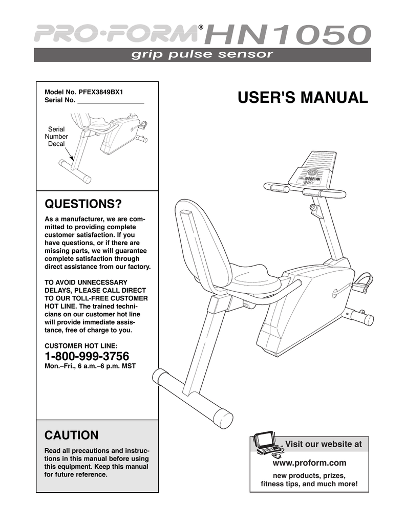 Proform Recumbent Exercise Bike Manual - ExerciseWalls