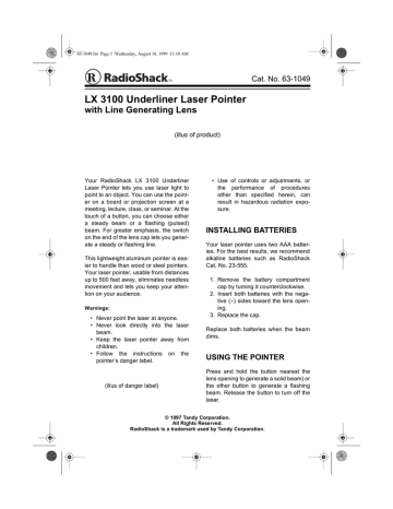 Radio Shack LX-3100 User's Manual | Manualzz