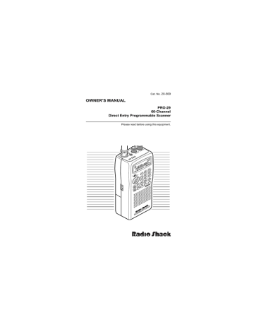 Radio Shack Scanner PRO-29 Owner's Manual | Manualzz