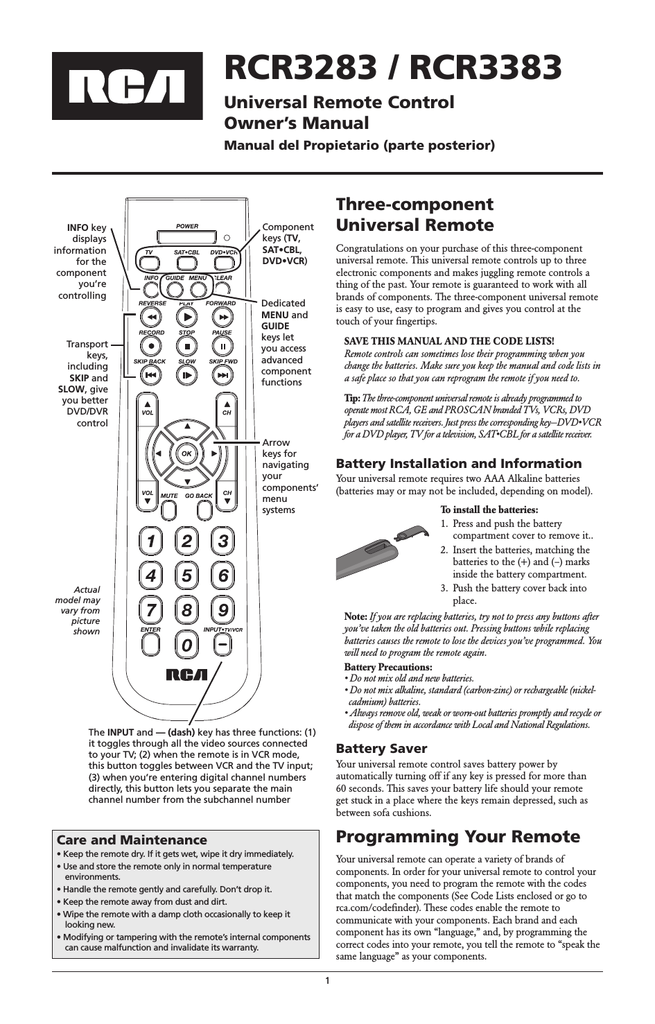 Www rca com code finder rcr311w