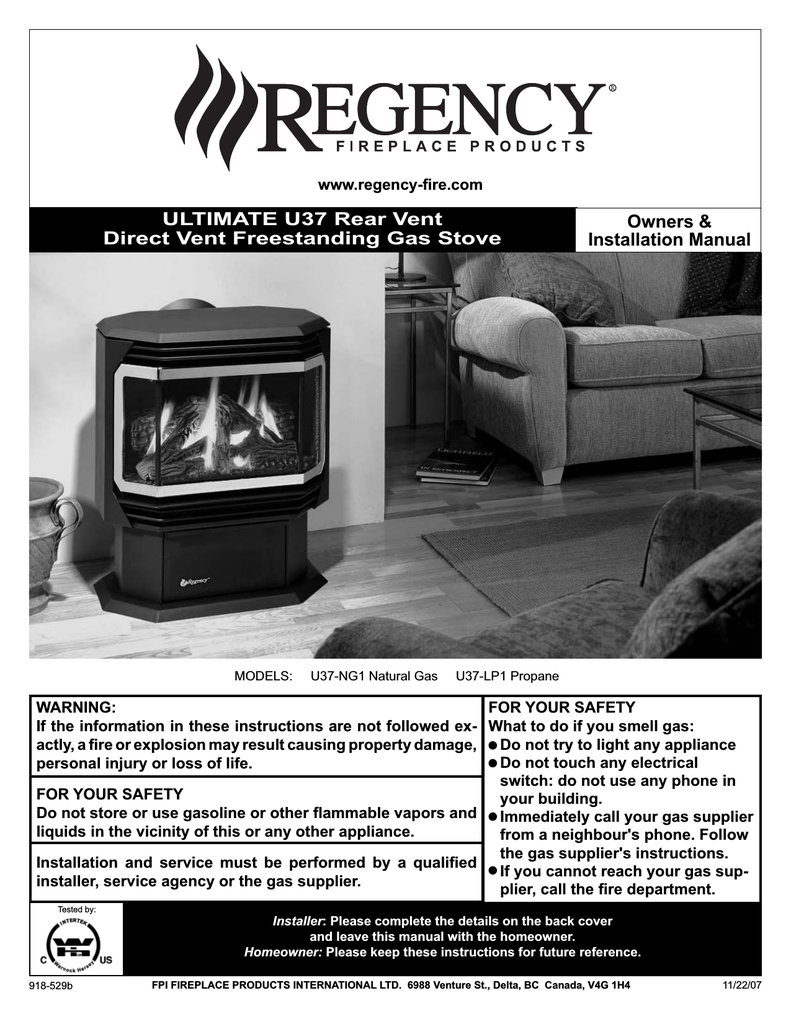 Regency ULTIMATE U37-LP1 User's Manual | Manualzz