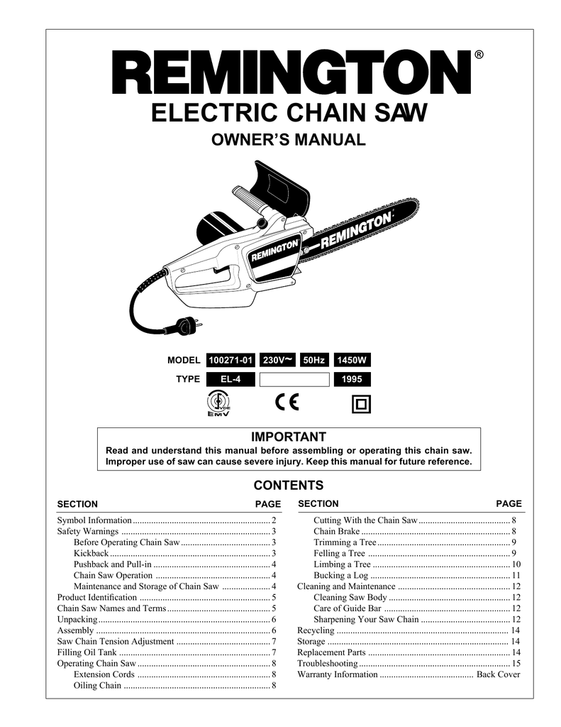 Remington Power Tools 10027101 User manual Manualzz