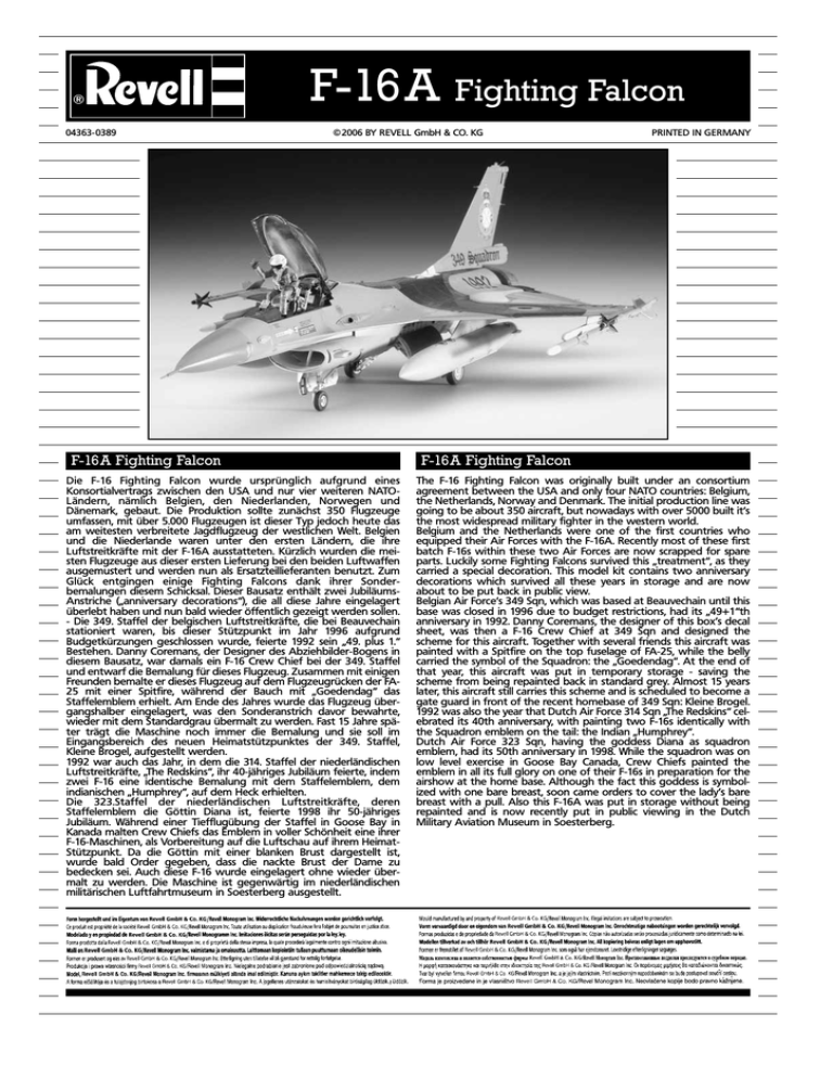 Revell F 16a User Manual Manualzz