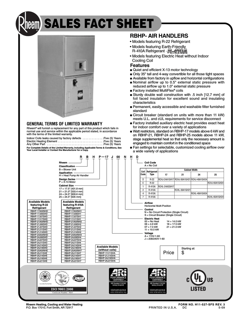 rheem rbhp 21j07sh2