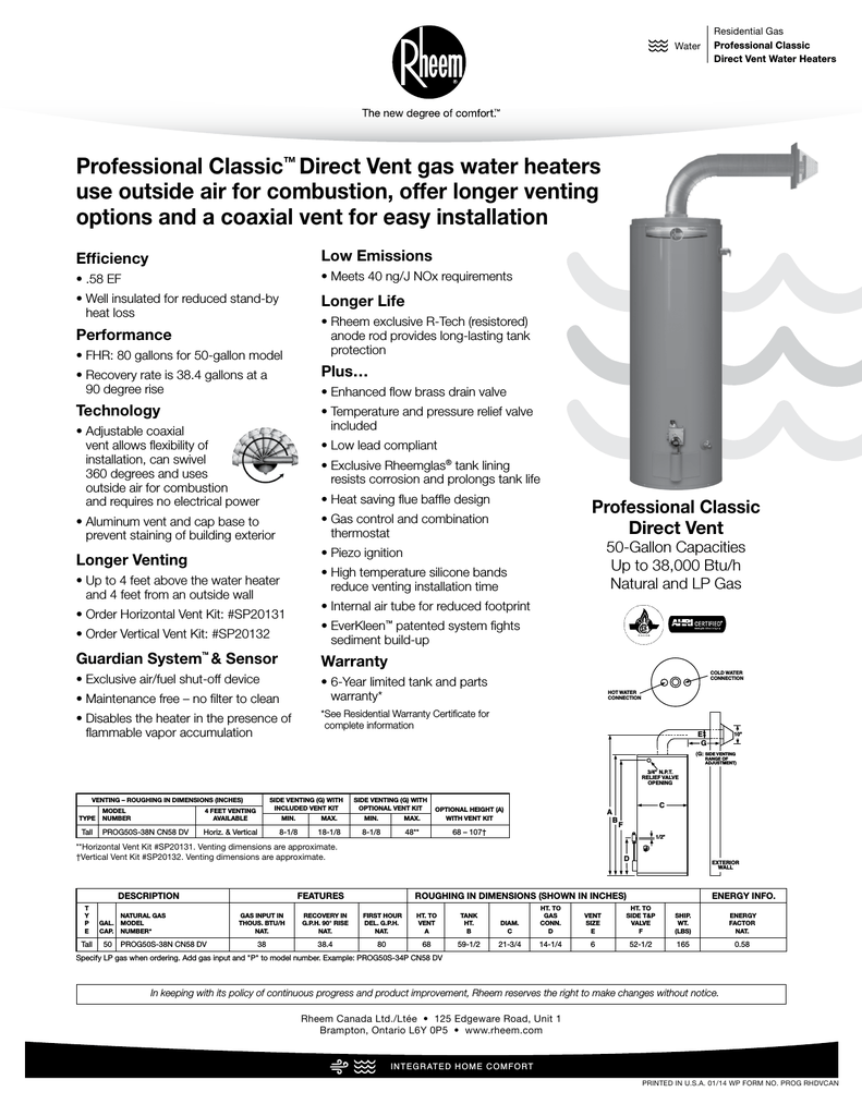 Rheem Professional PROE38 S2 RH95 Classic 38 Gallon Short, 45% OFF