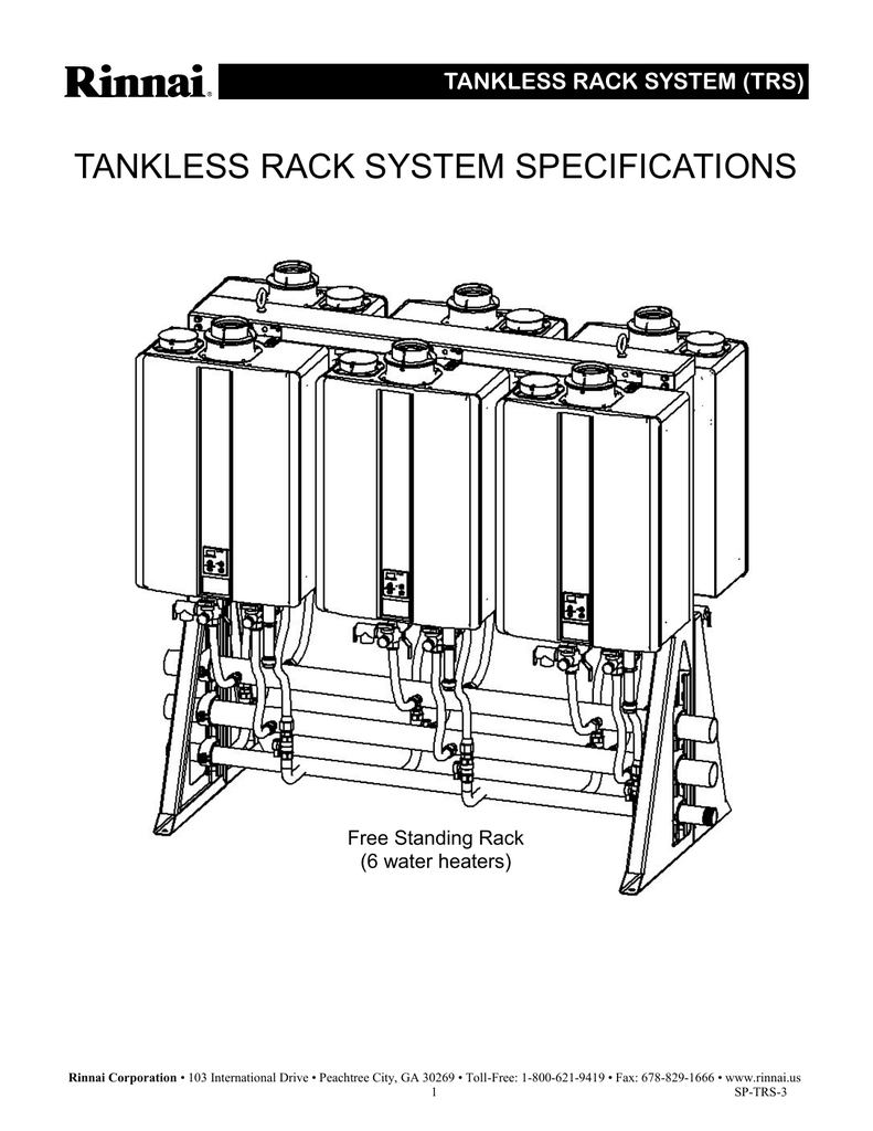 Rinnai Tankless Rack System Specification Sheet | Manualzz