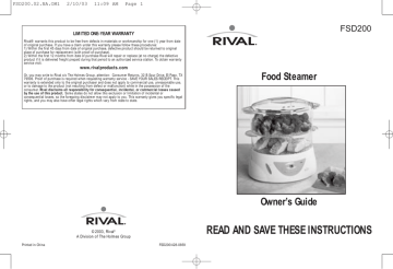 rival food steamer manual