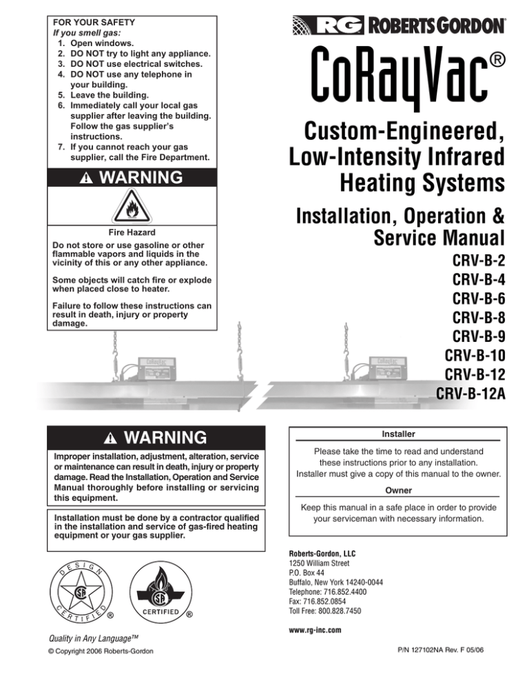 Roberts Gorden Corayvac Crv B 2 User Manual Manualzz