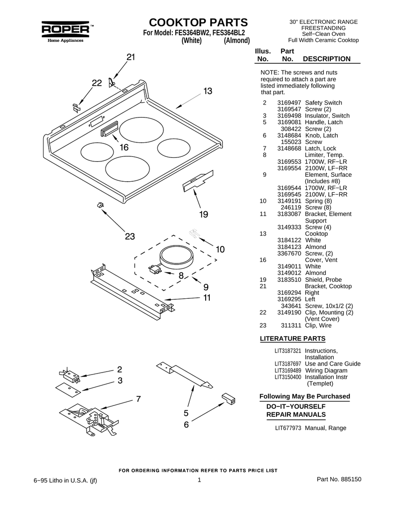 Roper Cooktop Fes364bw2 User S Manual Manualzz Com